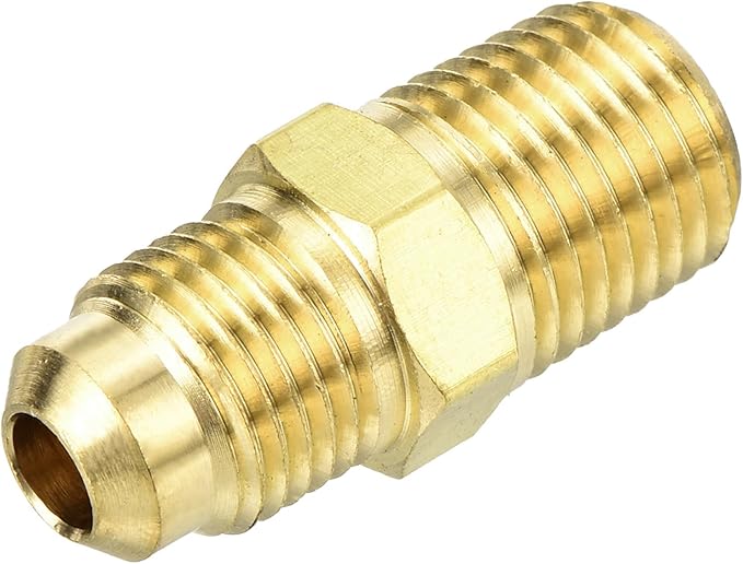uxcell Brass Tube Fitting, 5/16O.D x 1/4NPT Brass Flared Pipe Adapter Fittings Reducing Nipples Connector, Half Union Gas Adapter for Pipe Connections, Hydraulics, Refrigeration