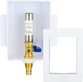 Ice Maker Outlet Box with Stainless Steel Water Hammer Arrestor,1/2 Inch PEX-A Expansion Inlet and 1/4 Inch OD Compression Outlet Connection, Icemaker Box with Installed 1/4-Turn Ball Valve