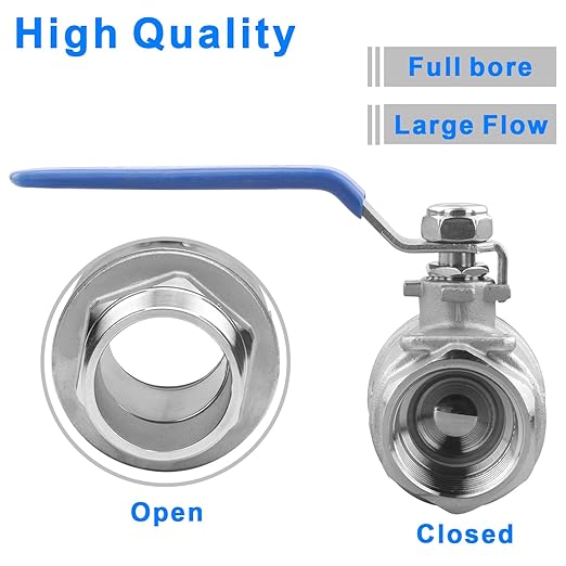 DERNORD Full Port Ball Valve 1.5 Inch - Male x Female Stainless Steel 304 Heavy Duty for Water, Oil, and Gas,1000WOG (1.5 Inch NPT)