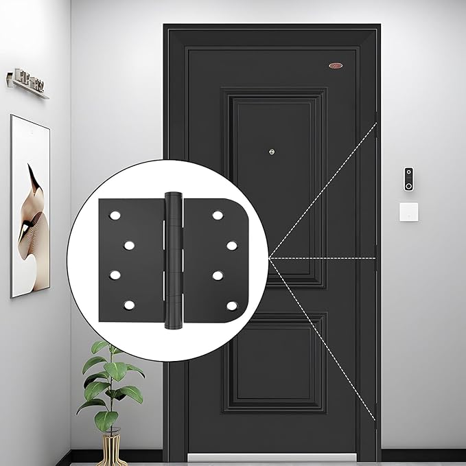 Hinge, 4pack Heavy Duty Stainless Steel Interior Door Hinges, 4 Inch Ball Bearing Door Hinges with Square & 5/8'' Round Radius Corner