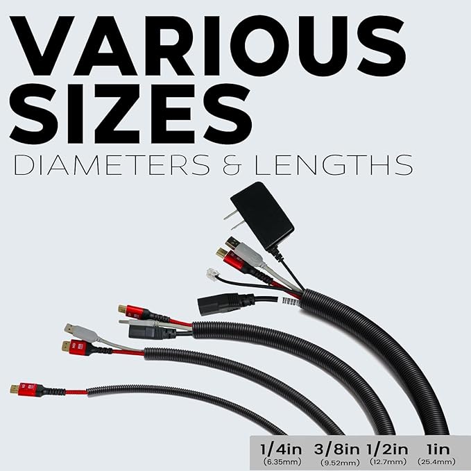 BEST CONNECTIONS Split Wire Loom Flex-Guard Convoluted Tubing Protective Split Cable Sleeves for Auto Home Industrial Electrical Wires Chemical Resistant Conduit Black (3/8" - 100 ft)