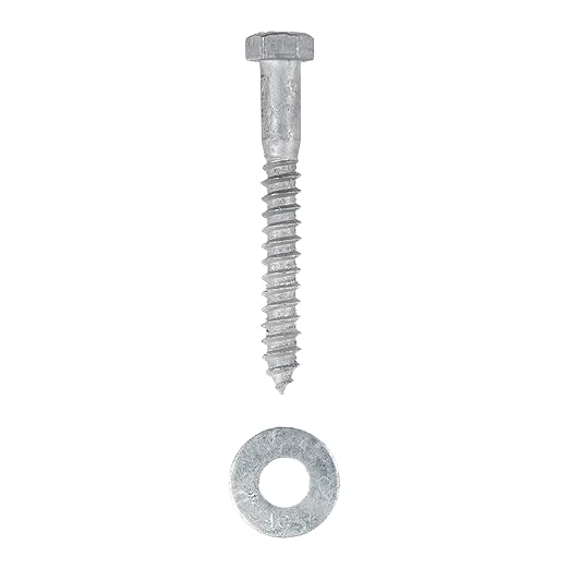 3/8 x 4 (50 Pack) Lag Screw Kit, 50 Screws and 50 washers, Hot Dip Galvanized, Meets ASME B18.2.1 Industrial/Commercial Grade by Makers Bolt