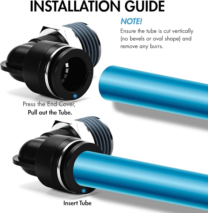 Pneumatic 1/2 Push to Connect Fittings Male Thread Elbow and Straight Combination Air Line Quick Connect Fittings 1/2"OD x 1/2"NPT Quick Connect Air Hose Fittings (Pack of 12)