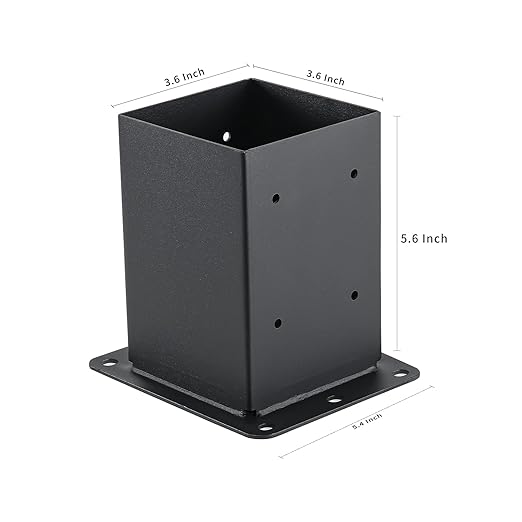4x4 Post Base 8 Pcs, (Inner Size 3.6x3.6) Post Anchors, 13GA Thick Solid Steel & Black Powder Coated,Deck Post Brackets Support Deck Base Plate Pergola Brackets Fence Kit Mailbox Mount…