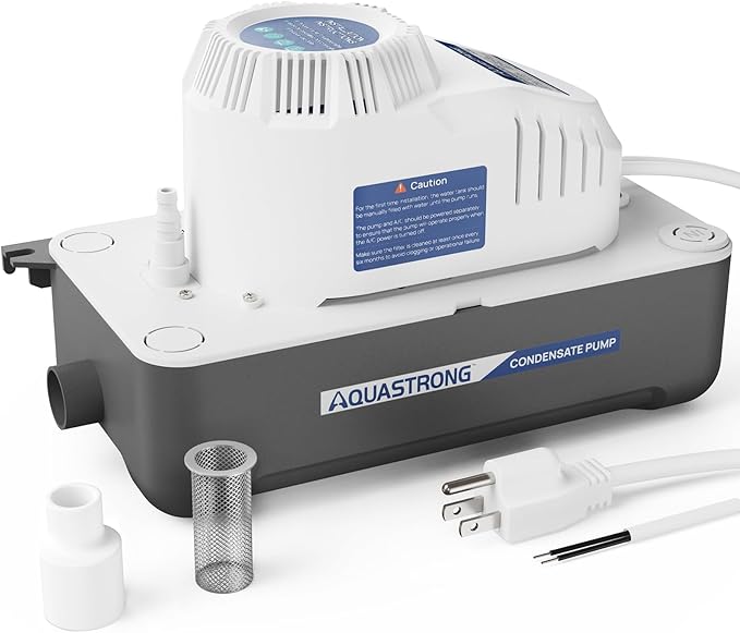 Aquastrong 115V 70 GPH HVAC Condensate Pump,Automatic Safety Switch,AC Condensate Removal for Air Conditioner, Furnace,Dehumidifier, 3.3' Power Cord