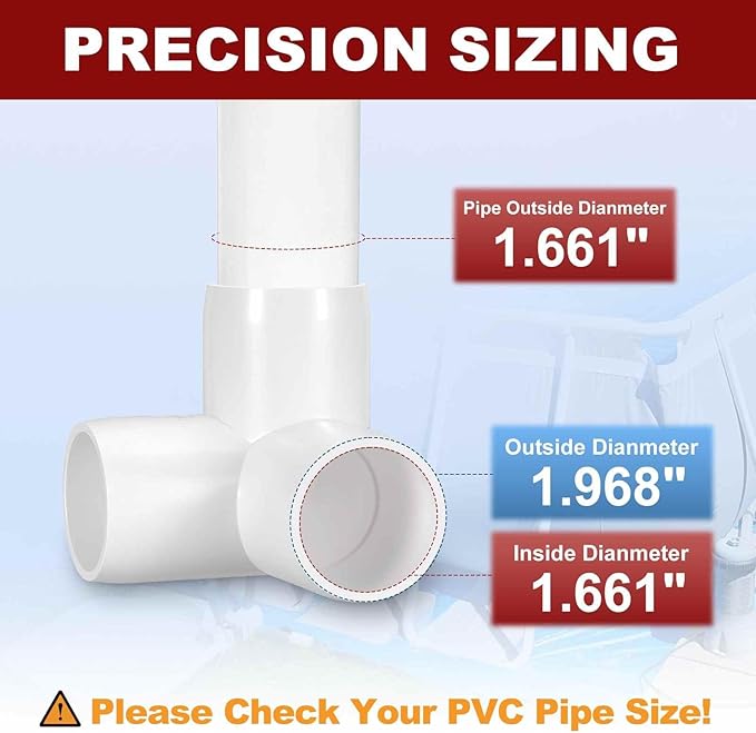 16Pcs 1 1/4" Elbow PVC Fitting, SCH40 3-Way Tee Furniture Grade PVC Pipe Fitting, DIY Corner Elbow Connector for Building Furniture, Greenhouse Frame Connection, Socket x Socket