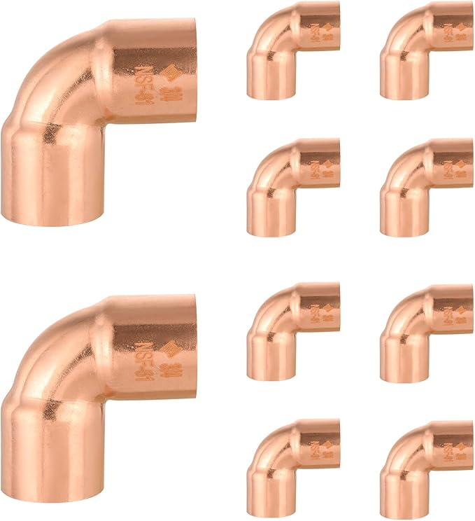 10-Pack HeSun Copper Fittings, 3/4-Inch Short Radius 90-Degree Copper Elbow, C x C with Sweat Solder Connection(COPPER008-10)