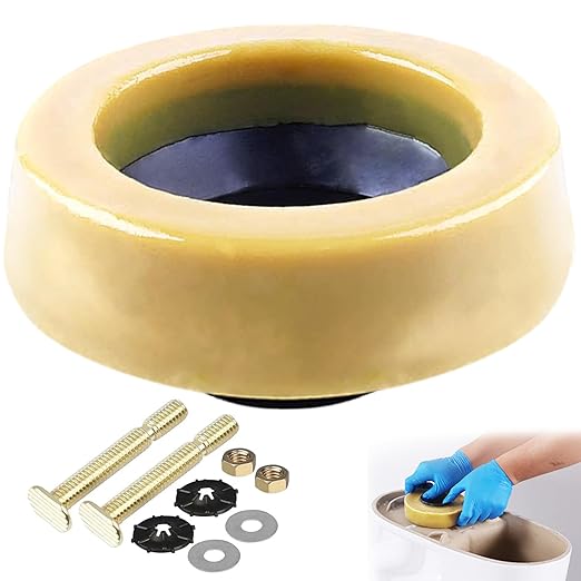 Toilet Wax Ring Extra Thick with Reinforced Polyurethane Core for Sealing Against Gas/Odor and Water Leaks Toilet Wax Ring with Metal Studs for 3" and 4" Waste Lines.Yellow, 1-Pack