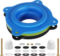 Elastic Wax Ring Kit for Toilet Installation - Reusable Toilet Seal Ring with Blue Seal, EVA Spacer, Full Hardware - Fits 3"/4" Drain & Floor Flange Repair