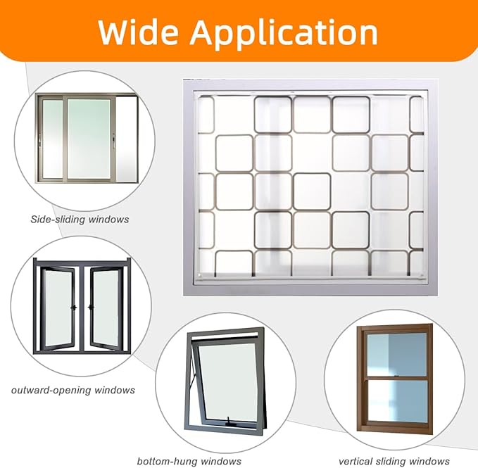 DIY Magnetic Window Insulation Kit Matte Frosted Privacy Film for Cold Winterizing Kit Cuttable Window Covering(48"x44")