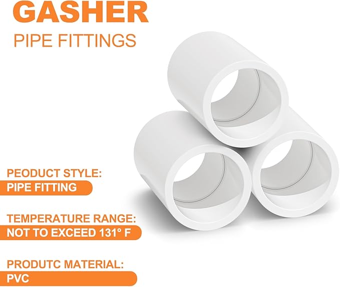 GASHER 15PCS PVC Pipe Fitting 1" PVC Coupling Furniture Grade Pipe Socket Fittings, For Home or Industrial