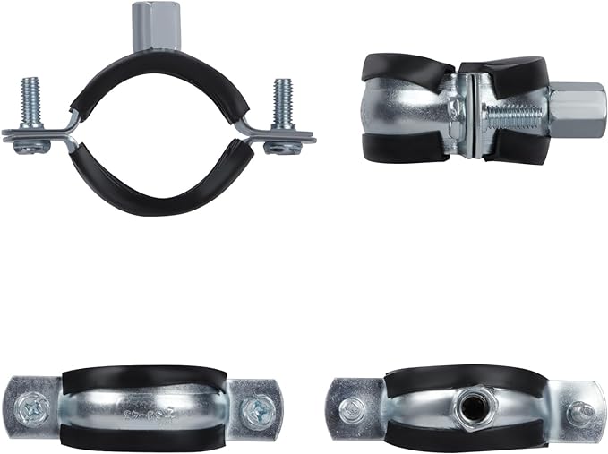 6 PCS Split Ring Pipe Hanger, Heavy Duty Adjustable Pipe Bracket Clamp with Screw & Expansion Tube, Wall Ceiling Mount Galvanized Iron Pipe Strap Supports Fit for Pipe OD 0.8-1 Inch(20-25mm)