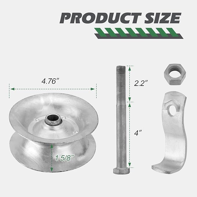 SPARKWHIZ Sliding Gate Rollers 5" Steel Pipe Track Roller Galvanized for 1 5/8" Pipe Track, 2 Pack