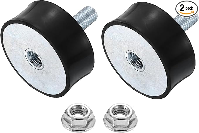uxcell M10 Rubber Mounts, 2Pcs 48x20mm(DxH) Rubber Cylindrical Anti Vibration Isolator Shock Absorber with Lock Nut for Car Bobbin Generator Air Compressors