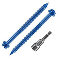 (30 PCS) 1/4 "* 3-1/4" Slotted Hexagonal Head Concrete Screw Anchor Blue Hexagonal Head, Used for anchoring Masonry, Blocks or Brick Plaster