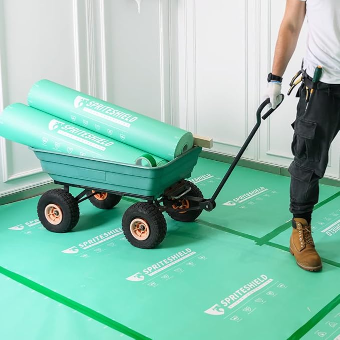 39" x 100' Heavy-Duty Temporary Floor Protection for Construction & Renovation, Green, Surface Protection Film for Hardwood Floors, Tile&Hard Paint Protection. (H-300G 39" x 100')