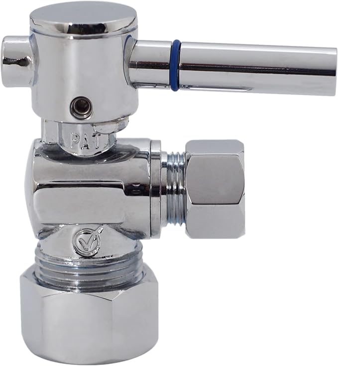 Westbrass R105BL-2-26 1/4-Turn Lever Handle Angle Stop Shut Off Valve, 5/8" OD x 3/8" OD, Polished Chrome (2-Pack)