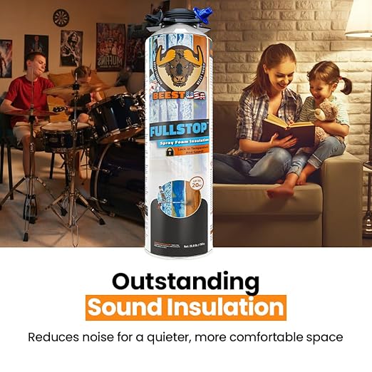 BEEST FullStop Spray Foam Insulation for Wall & Attic (240 Board ft/sq.ft) Perfect Heat & Acoustic Proofing for Reduced Energy Bills - One Component Polyurethane Foam Insulation Can, 12 Pack (26.8 oz)