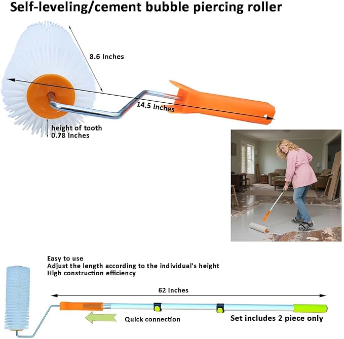 Self Leveling Concrete Tool Spiked Roller for Self Leveling Epoxy Floor Kit Multi-Person Simultaneous Construction of Floor Leveling Tools Suite