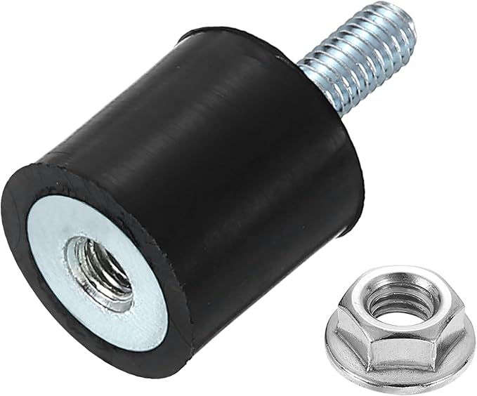 uxcell M3 Rubber Mounts, 1Pcs 10x10mm(DxH) Rubber Cylindrical Anti Vibration Isolator Shock Absorber with Lock Nut for Car Bobbin Generator Air Compressors
