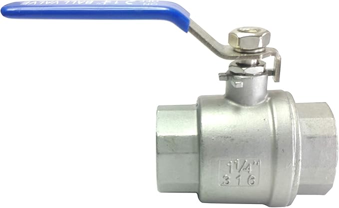 2PCS 1-1/4" Full Port Ball Valves 316 Stainless Steel NPT Female Thread Ball Valve for Water, Oil, and Gas