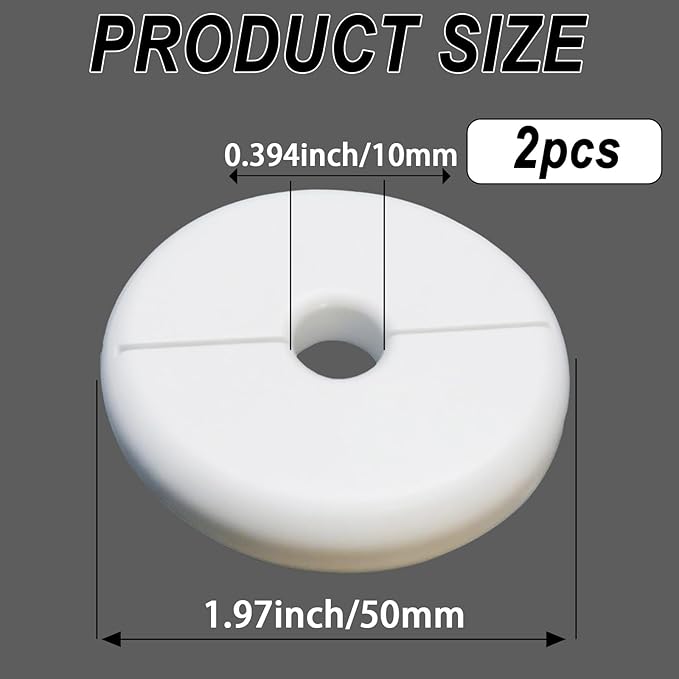 2 Pack Wall Split Flange for 0.39 Inch/10mm OD Pipe ABS Escutcheon Plate Self-Adhesive Round Plumbing Cover Plates for Water Pipe Faucet Decoration, White