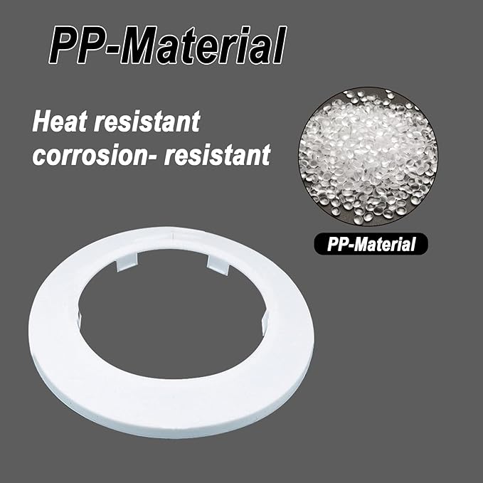 75mm Pipe Cover Decoration; Fit 2.95" Outer Diameter Pipe/Hole; White PP Plastic Escutcheon Collar; Snap-on Water Escutcheon Plate for Bathroom Kitchen Wall Tube Decor 1Piece