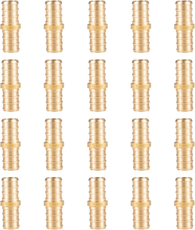 WMAXPFIT(20 Pack) 1/2 Inch PEX Coupling F1807, LF Brass crimp fitting for PEX-b pipe