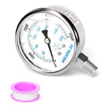MEANLIN MEASURE 0~4000Psi Liquid Filled Pressure Gauge Stainless Steel with 316 Stainless Steel Joint 1/4" NPT 2.5" FACE DIAL for WOG Water Oil Air Lower Mount