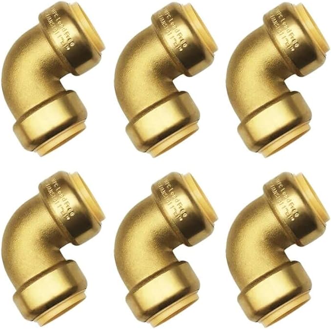HQMPC Pex Fitting 1" Inch Push Fit Elbow 90-Degree -push to connect elbow Push-to-Connect Plumbing Fitting for Copper, PEX, CPVC (6 Sets, 1")