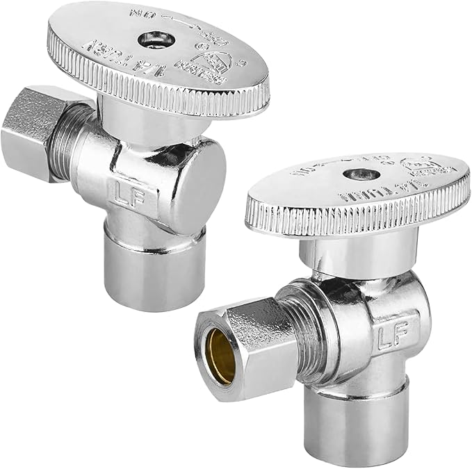 2-PCs HeSun Angle Stop Valve, 1/2" Sweat x 3/8" OD Compression Angle Stop, 1/4 Turn Shut Off Valve for Bathroom(VALVE084-2)