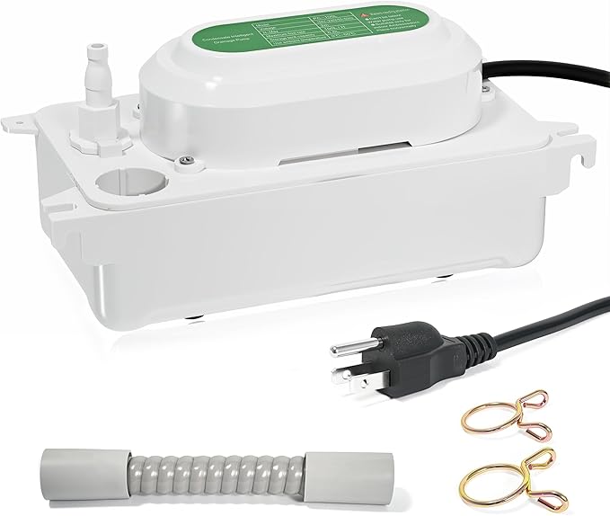 110V 0.6L Water Tank Condensate Pump, 6.6ft Lift Drain Pump for Ice Maker, 100L/H Flow, Commercial Ice Maker Drain Pump, Auto On/Off