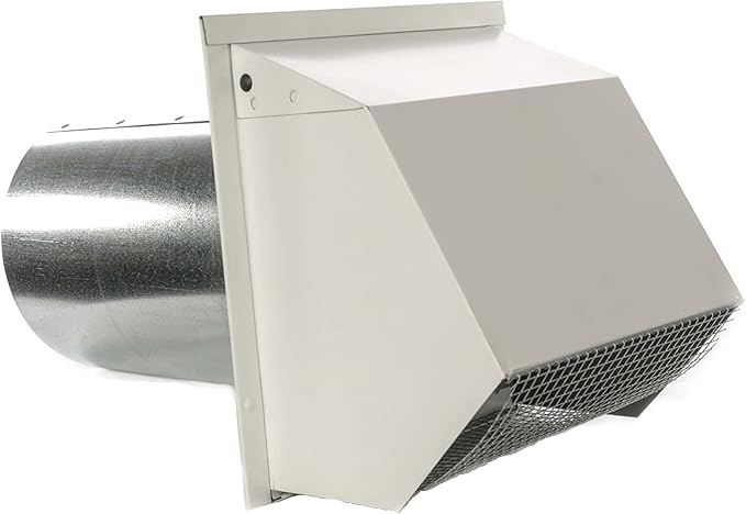 RDP Hooded Wall Vent with Screen and Damper (4 Inch, White)