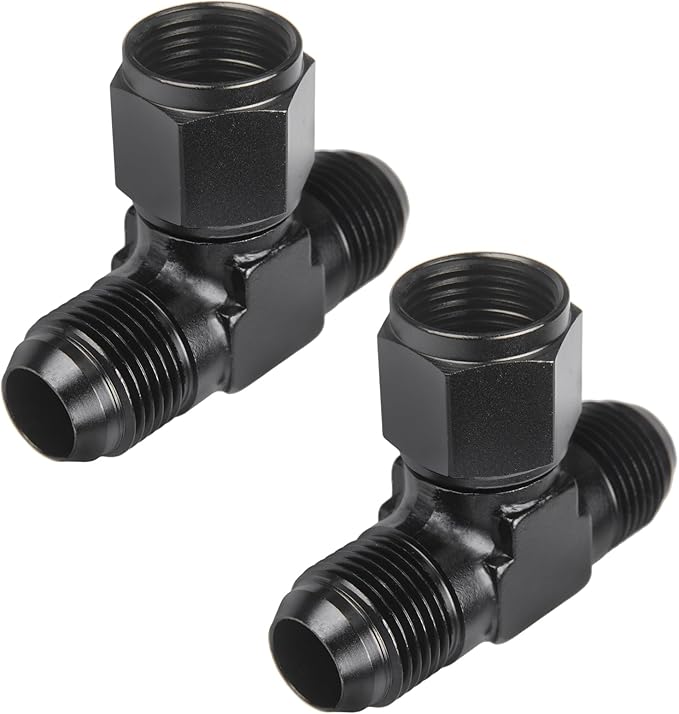 10AN Male Tee Fitting Adapter with AN10 Female Swivel on Side Aluminum 2Pcs