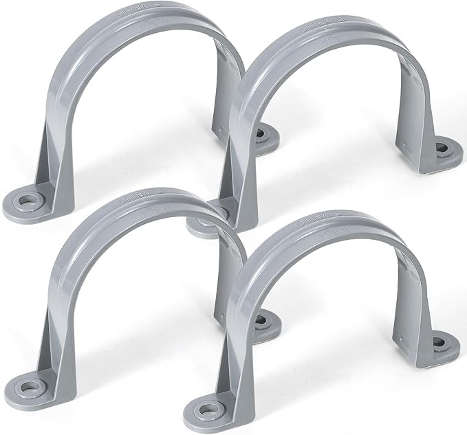 4pcs 3 Inch PVC Pipe Straps, 2-Hole Plastic Pipe Clamp, Conduit Clamp for Reinforcing Pipes, Conduits and Tubes
