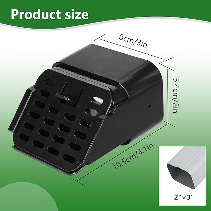 2"x3" Type-A Gutter Downspout Extensions Gutter Downspouts Downspout Diverter Outlet Filter and Leaf Guard for Bottom of Downspouts Extender