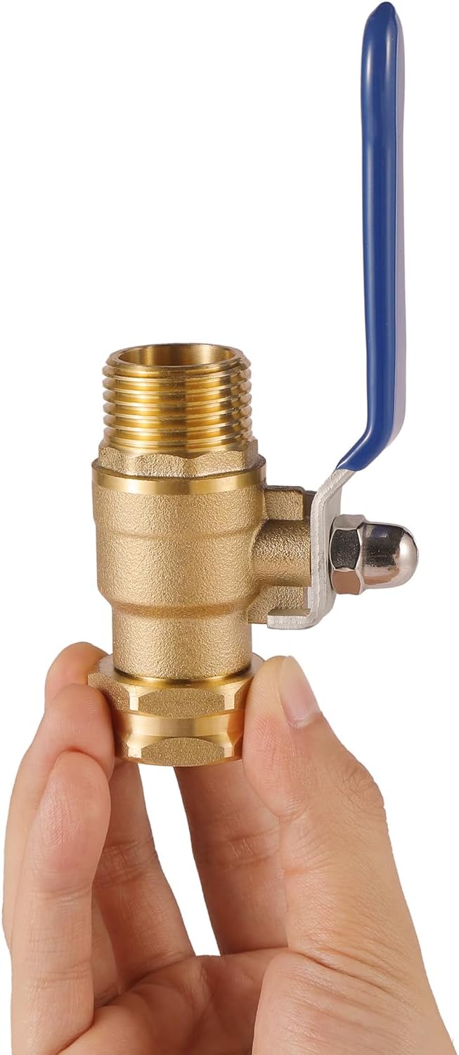 BILAL Heavy Duty Garden Hose Shut Off Valve with Long Handle, High Flow Hose Ball Valve 3/4" GHT Brass Water Valve Shutoff Tool with Rubber Washers, Garden Hose Connector Adapter Fittings (1 Pack)