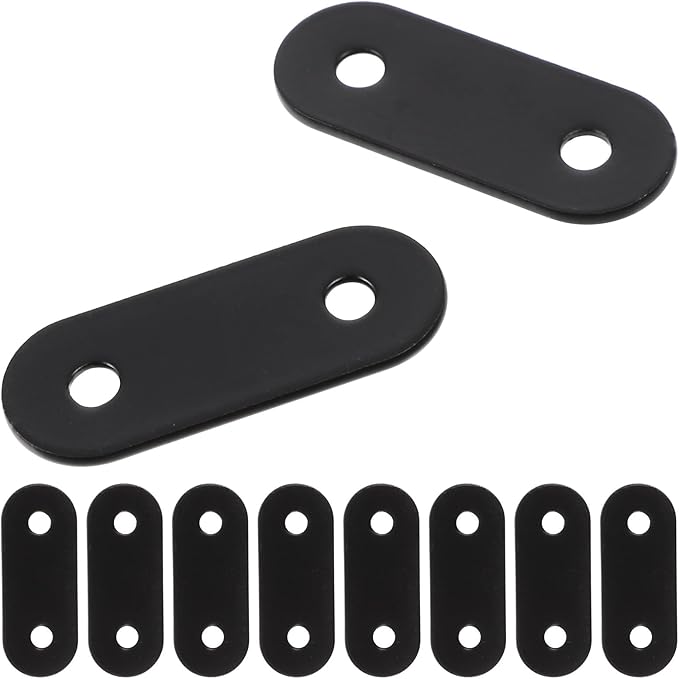 Garneck 20pcs Black Stainless Steel Mending Plates Small Straight Corner Brackets for Furniture Reinforcement with Design Easy Installation Metal Flat Braces for Cabinets Shelves Chairs