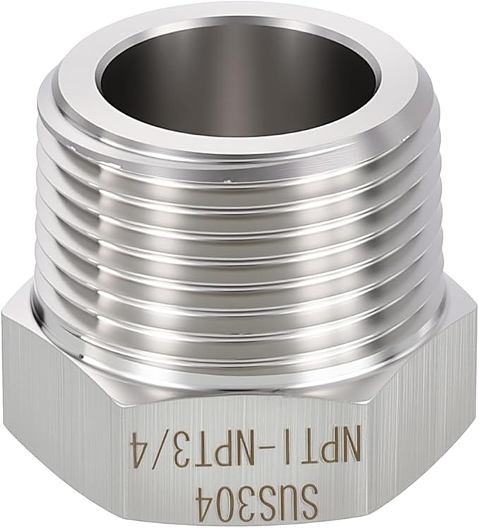 METALLIXITY 1PCS 1" Male NPT x 3/4" FeMale NPT Thread 304 Stainless Steel Hex Bushing Extension Tube Adapters Convert for Water Tub Spout/Shower