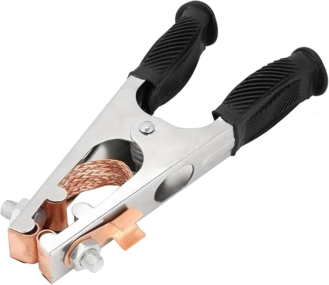 Welding Ground Clamp, 500A Electroplated Welders Grounds Clamps, Copper Braided Wire Welding Grounds Clip with Rubber Grip Ground Clamp for Welder Machine 7.9x3.5x1.2in(US)