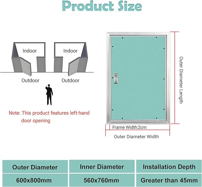 23.6''x31.5'' Aluminum Drywall Access Panel Flush Mount Paintable Wall Inspection Door for Plumbing Electricity HVAC, Recessed Attic Service Hidden Hatch for Home Garage Office