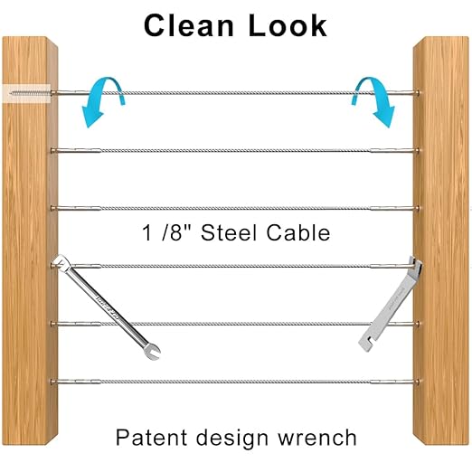 Steel DN Mate 70 Pack T316 Stainless Steel Right&Left Handed Thread Swage Lag Screws for Wood Post of 1/8" Steel Cable Railing Kit, Cable Railing Hardware, DIY Wood Baluster, Wrench Included DM35