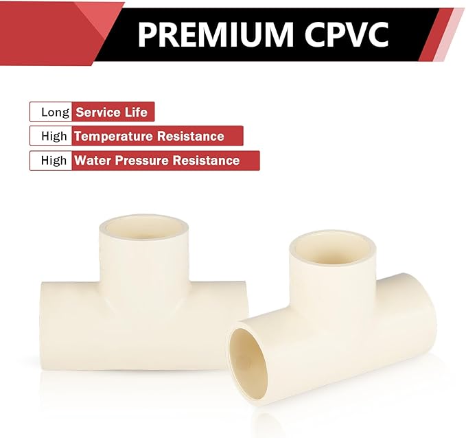 30-PACK EFIELD CPVC Tee Fittings,1" CPVC-CTS Slip Tee for Hot and Cold Water Pressure Distribution Systems,(CPVC022-30PCS)