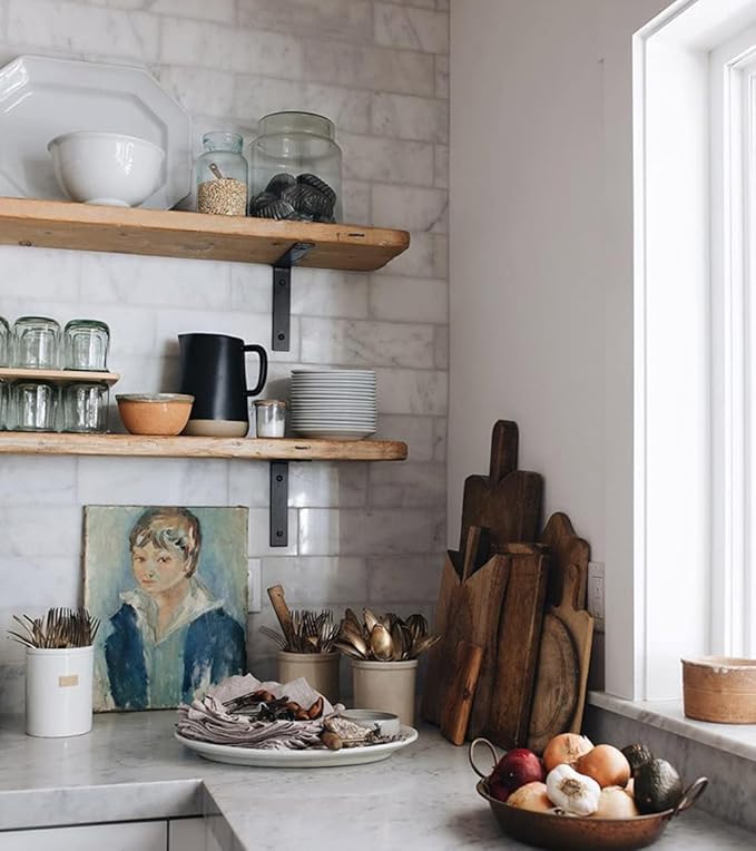 Heavy Duty Shelf Brackets 10 inch Rustic L Black Shelf Brackets 10 x 6 inches Metal Iron Industrial Shelf Bracket - L10 x H 6" x W 1.5" - 4 Pack