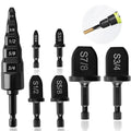 7 Sets HVAC Copper Tube Flaring Tool Drill Bit Set, Swaging Tube Repair 5 in 1 Air Conditioner Copper Pipe Expander Flaring Swaging Drill Set with 1/4'', 3/8'', 1/2'', 5/8'', 3/4'', 7/8' Bits, Black