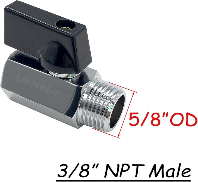2PCS 3/8 Inch NPT Chrome Plated Brass Mini Ball Valve, 3/8" NPT Female to 3/8" NPT Male Thread Shut-off Valve with Operation Handle Pipe Threaded Fittings for Water/Oil/Gas