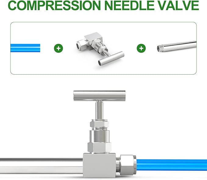 TAISHER 1PCS 304 Stainless Steel High Pressure Straight Needle Valve 3/8" NPT Female x 3/8" Tube OD For Flow Control Water Gas Oil