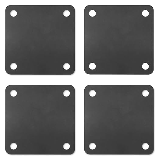 Rocaris 4 Pcs 4 X 4 X 1/5 Inch A36 Steel Plate Hot Rolled, Steel Base with 4 Holes Metal Square for Construction Boards, Structure Support, Weldable Square and Industrial