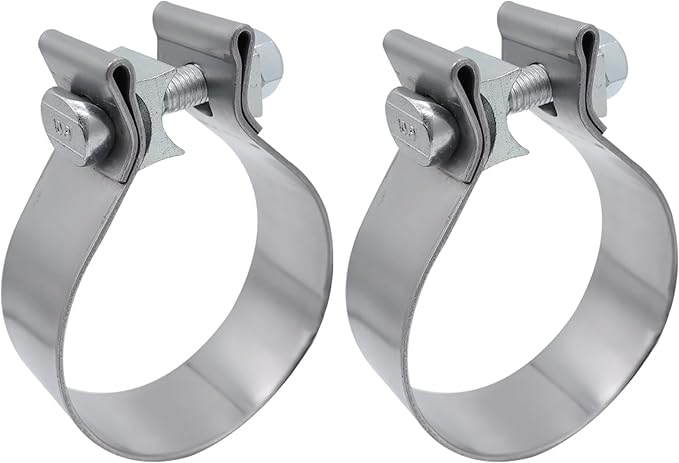 ROADFORMER 1.75 inch Exhaust Clamp Narrow Band Stainless Steel for Exhaust Pipe, Muffler and Exhaust System Repair (2 Pack)