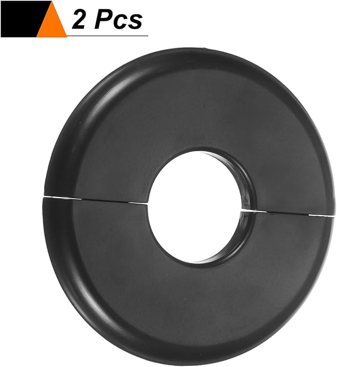 HARFINGTON 2pcs Wall Split Flange 26.5mm/1" Self-Adhesive Plumbing Cover Plates ABS Plastic Round Escutcheon Plate Buckle Design for Water Pipe Bathroom Kitchen Decoration, Black
